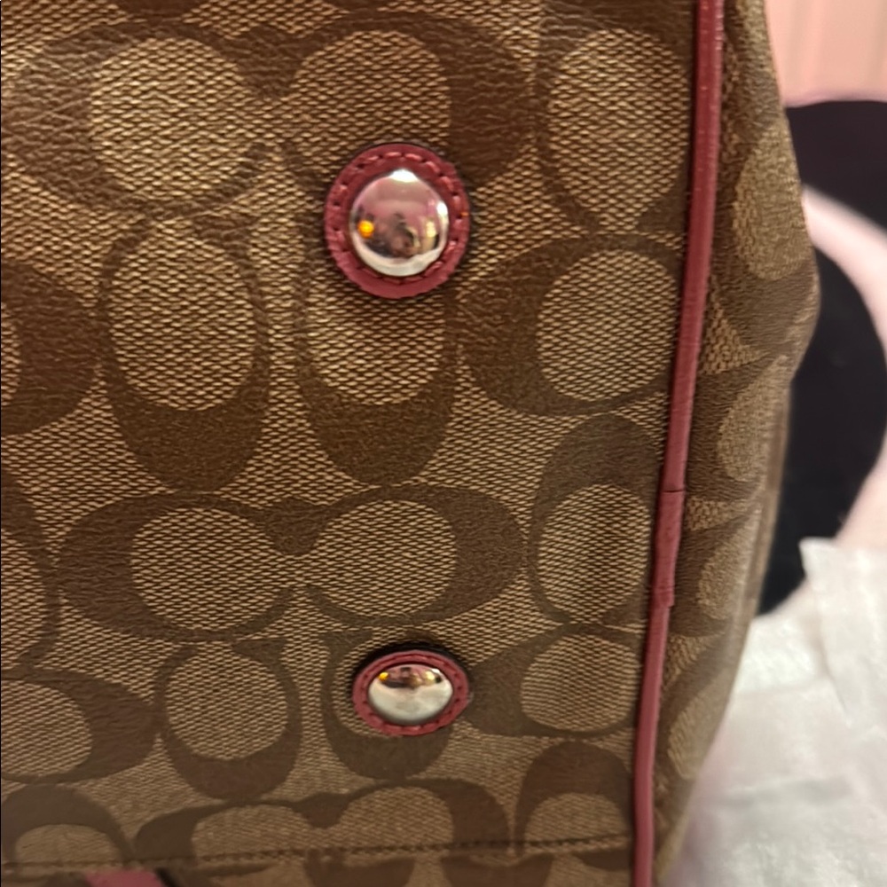 Coach Signature Brown and Pink Tote Bag - Picture 17 of 17